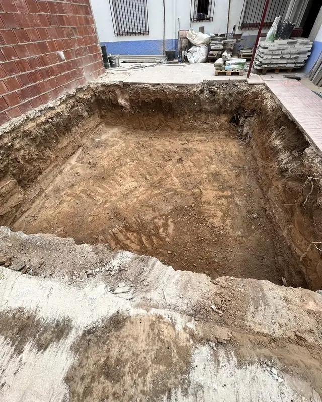 Piscina en patio, desde cero - antes